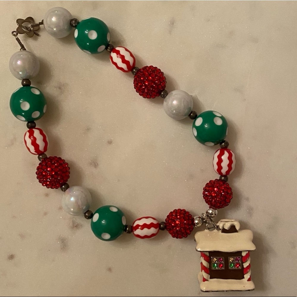 Gingerbread house bubble necklace/gently used